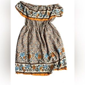 Floral off shoulder summer dress with unique patterns